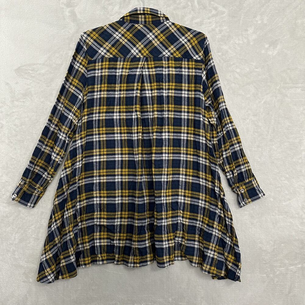 John Mark Long‎ Line Tunic Top Duster Plaid Artsy Handkerchief Hem Womens Medium - Picture 2 of 8